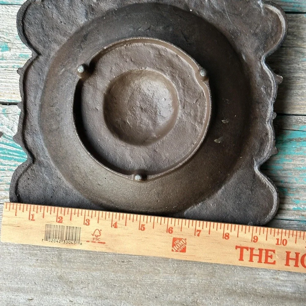 Antique Cast Basket Iron 9.5 Inch Victorian‎ Ornate Centerpiece Handle Sunburst